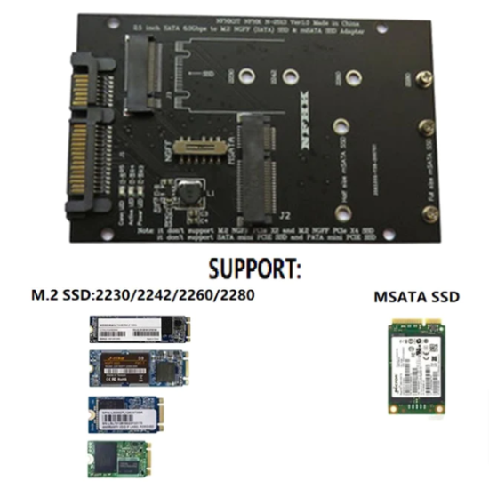 NGFF M.2/MSATA to SATA III Converter 2 in 1 Dual Slot PCB Adapter Card Board