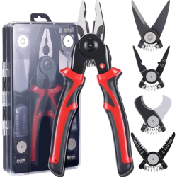 Multifunctional Pliers Tool Set 5 in 1 Versatile Interchangeable 2409-022 Heads Linesman Plier|Wire Stripper|Crimping Tools|Sheet Metal Shear|Storage Box Detachable Multi Purpose Plas/Plier Tools