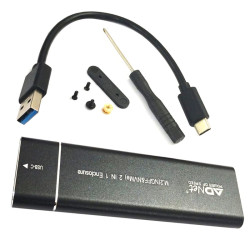 AdNet M.2 NGFF & NVME Dual Protocol Combo Case USB C Adapter SATA SSD Enclosure