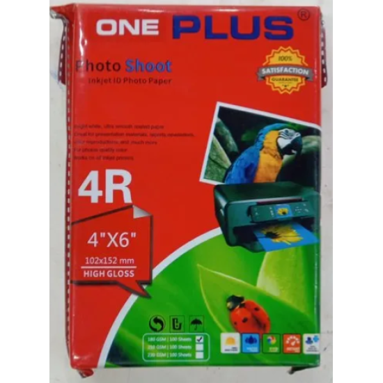 One Plus Photo Shoot Inkjet High Resolution 4R Size (4 X 5 Inch) 245GSM High Glossy Photo Paper