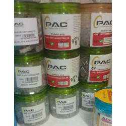 PAC RJ45 Modular Plugs CAT5e UTP Shielded 100 Pcs Jar Box Gold Plated CAT5/CAT6 LAN Network Connectors