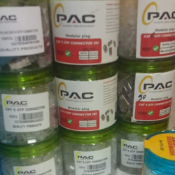 PAC RJ45 Modular Plugs CAT6e 8P8C Metal STP Shielded 100 Pcs Jar Box Gold Plated CAT5/CAT6 LAN Network Connectors PAC RJ45 Modular Plugs CAT6e 8P8C Metal STP Shielded 100 Pcs Jar Box Gold Plated CAT5/CAT6 LAN Network Connectors