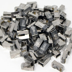 PAC RJ45 Pass Through Modular Plugs 8P8C Metal FTP Shielded 100 Pcs Jar Box Gold Plated CAT5/CAT6 LAN Network Connectors PAC RJ45 Pass Through Modular Plugs 8P8C Metal FTP Shielded 100 Pcs Jar Box Gold Plated CAT5/CAT6 LAN Network Connectors
