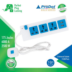 ProDot Surge Protector with 3 sockets, 2 USB Port Power Strip ProDot Surge Protector with 3 sockets, 2 USB Port Power Strip