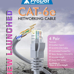 Prodot Cat6 100 mtrs roll CAT6e 4 pair cable UTP Networking LAN Cable