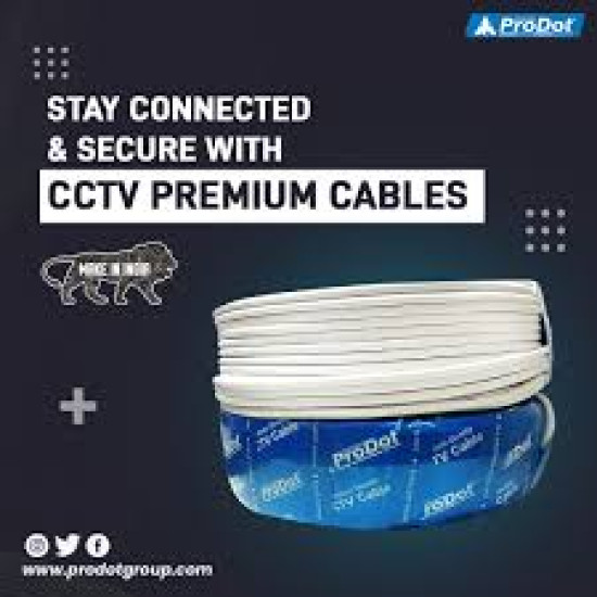 ProDot CCTV 3+1 Premium Co-Axial 65 Meters Roll Wire RCA Audio Video Camera Cable