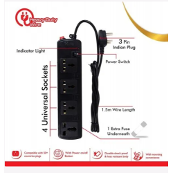 Prolite 4 Socket Spike Buster Power Strip Extension Surge Protector