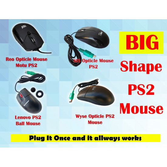 Mouse PS/2 Wired Optical / Wheel 800DPI REO|Wyse|SIs|Lenovo Desktop Computer Mouse