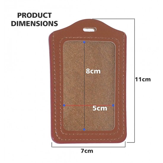 Leather Card ID PU Leather Window ID Badge Holder Horizental/Vertical ID Card Holder