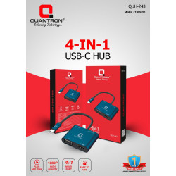Quantron QUH-243 Type C 4 in 1 VGA|HDMI|DP|USB Port USB-C Hub Quantron QUH-243 Type C 4 in 1 VGA|HDMI|DP|USB Port USB-C Hub