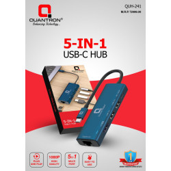 Quantron QUH-241 Type C 5 in 1 Port USB-C Hub Quantron QUH-241 Type C 5 in 1 Port USB-C Hub