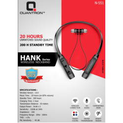 QUANTRON N-551 Hank Wireless Neckband 20H Earphones with Microphone Bluetooth Neckband