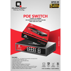 Quantron QOPE-08 8 Port 100 Mbps with 2 Up Link Unmanaged Desktop POE Switch