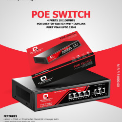 Quantron QOPE-04 4 Port 100 Mbps with 2 Up Link Unmanaged Desktop POE Switch Quantron QOPE-04 4 Port 100 Mbps with 2 Up Link Unmanaged Desktop POE Switch
