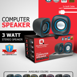 Quantron QWS-1210 COMPUTER SPEAKER 3 WATT STEREO Laptop/Desktop Computer Mini Speaker Quantron QWS-1210 COMPUTER SPEAKER 3 WATT STEREO Laptop/Desktop Computer Mini Speaker
