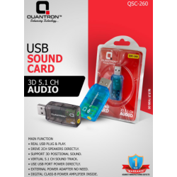 QUANTRON QSC-260 Immersive 3D 5.1 Channel Audio USB Sound Card
