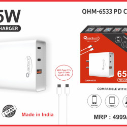 Quantum QHM6533 65W 3.25A Universal Fast PD Charger and Multipurpose Type-C USB Mobile Charger