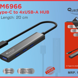 QUANTUM QHM6966 Type C to 4 Hi-Speed USB A 3.1 Ports for Apple Macbook/Windows Laptop Multiport USB Hub