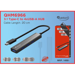 QUANTUM QHM6966 Type C to 4 Hi-Speed USB A 3.1 Ports for Apple Macbook/Windows Laptop Multiport USB Hub