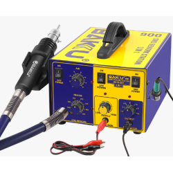 Quick 900 SMD Auto Cut Built in Hot Air Gun & 12W Iron with 5V DC Power Supply with Hot Air Gun SMD Rework Station