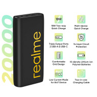 Realme 20000mAh Power Bank 2 Lithium Polymer Triple Charging Ports USB A & USB C Mobile Power Bank