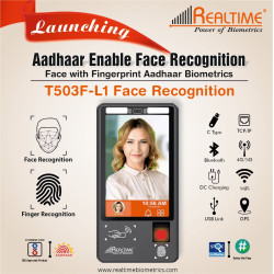 Realtime T503F-L1 Face Recognition Aadhaar Enable (Fingerprint, Face, Card, ID) Attendance System