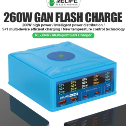 Relife RL-304R 6-Port 260W GaN Smart Digital Display Support All Phones & Tablet USB Fast Charger Relife RL-304R 6-Port 260W GaN Smart Digital Display Support All Phones & Tablet USB Fast Charger
