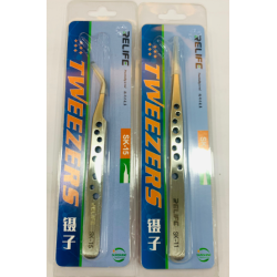 RELIFE SK-11/15 Industrial Tweezers Anti-static Straight Curved Tip Precision Phone Repair Tool Stainless Steel Tweezers
