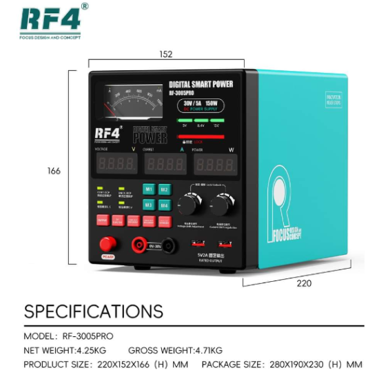 RF4 3005PRO Power Supply 30V 5A Adjustable Regulated Current/Voltage Quick Output Switching Lab DC Supply