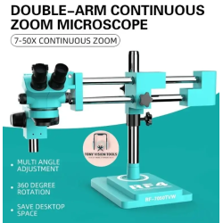 RF4 RF-7050TVW 7-50X Trinocular STL2 Double Arm 360 Degree Angle Boom Stand Trinocular Stereo Microscope