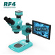RF4 RF7050TVD2-4KC1-M156 7-50X Industrial Optical Stereo Trinocular Microscope with 4K Ultra HD Camera & 15.6 inch 4K Display & 144 LED Ring Light & Dust Mirror Trinocular Microscope