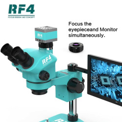 RF4 RF7050TVD2-4KC1-M156 7-50X Industrial Optical Stereo Trinocular Microscope with 4K Ultra HD Camera & 15.6 inch 4K Display & 144 LED Ring Light & Dust Mirror Trinocular Microscope RF4 RF7050TVD2-4KC1-M156 7-50X Industrial Optical Stereo Trinocular Microscope with 4K Ultra HD Camera & 15.6 inch 4K Display & 144 LED Ring Light & Dust Mirror Trinocular Microscope