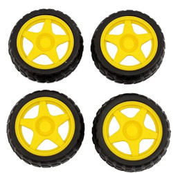 65mm Robot Wheel-Reinforced Nylon-Sturdy Rubber-Increased Friction-Durable Rubber Tire-For BO Motors-Black And Yellow 65mm Robot Wheel-Reinforced Nylon-Sturdy Rubber-Increased Friction-Durable Rubber Tire-For BO Motors-Black And Yellow-Pack Of 4 Car Wheel