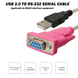USB to Serial RS-232 DB-9 9-Pin Female Converter Cable USB to Serial RS-232 DB-9 9-Pin Female Converter Cable