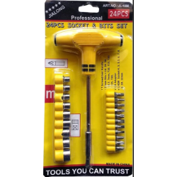 T Type 24 PCs Socket & Bit T Shaped Tools Screw Driver Set