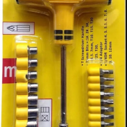 T Type 24 PCs Socket & Bit T Shaped Tools Screw Driver Set