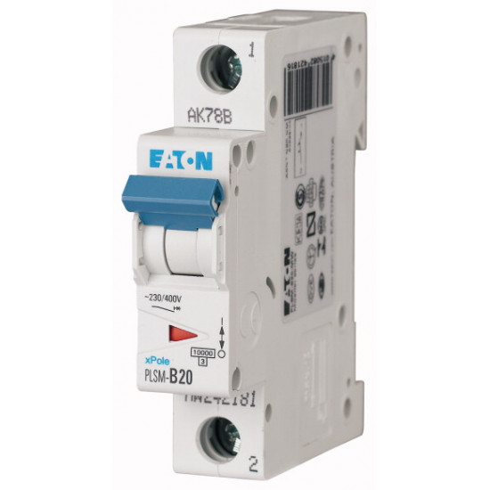 EATON-PLSM-C20-MW - Miniature circuit breaker (MCB), 20 A, 1p, characteristic: C MCB