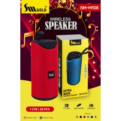 SM Gold SM-M108 Extra Bass TF FM Radio USB Wireless Bluetooth Speaker