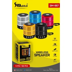 SM Gold SM-887 Play Mega Bass FM Radio AUX USB Wireless Bluetooth Speaker