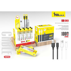 SM Gold SM-303 Fast 2.4A USB Type C Charging Speed Data Sync Charging Cable