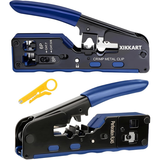 Snap Plug Crimping Ethernet Cat7 RJ45 Pass through Tool Snap Plug Crimping Ethernet Cat7 RJ45 Pass through Tool