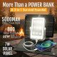 PRAANA Solar Charger|Flashlight|Power Bank 5000mAh USB C 3in1 Survival Kit