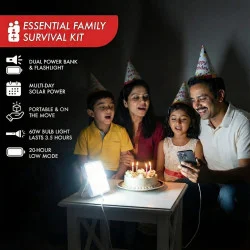 PRAANA Solar Charger|Flashlight|Power Bank 5000mAh USB C 3in1 Survival Kit
