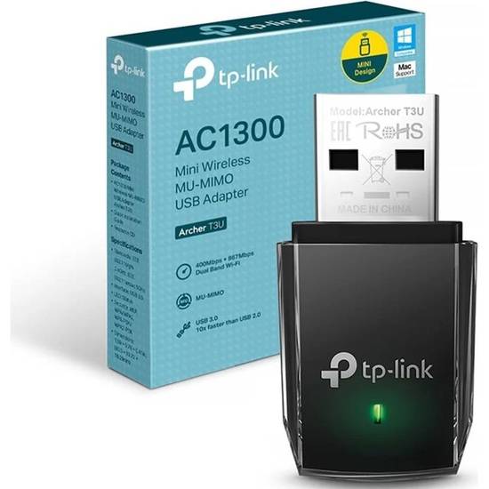 TP-Link Archer T3U AC1300 Mini MU-MIMO Dual Band USB 3.0 Wireless Network Dongle WiFi Adapter TP-Link Archer T3U AC1300 Mini MU-MIMO Dual Band USB 3.0 Wireless Network Dongle WiFi Adapter