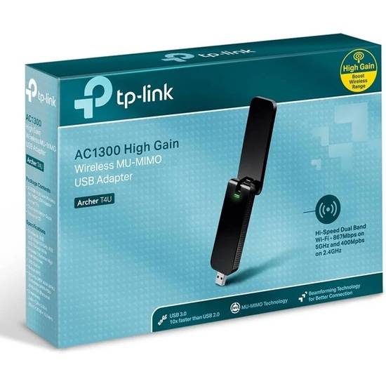TP-Link Archer T4U AC1300 High Gain Dual Band MU-MIMO USB 3.0 Wireless Network Dongle WiFi Adapter