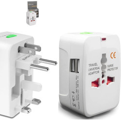 Universal Power Plug Dual USB Ports Travel Adapter