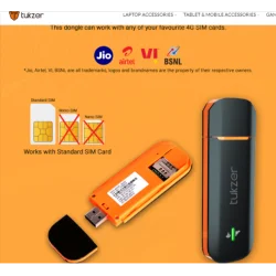 Tukzer 4G LTE Wireless USB Dongle Stick with All SIM Network Support WiFi Internet Dongle