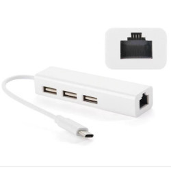 Type-C to Gigabit Ethernet Lan Network+3 USB Ports USB-C to 3-Port USB 3.0 Hub + RJ45 Converter for MacBook/Pro/iMac/ChromeBook/Pixel/More Type-C Devices Adapter Type-C to Gigabit Ethernet Lan Network+3 USB Ports USB-C to 3-Port USB 3.0 Hub + RJ45 Converter for MacBook/Pro/iMac/ChromeBook/Pixel/More Type-C Devices Adapter