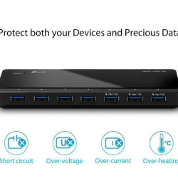 TP-Link UH700 7 Ports Data Smart Charging USB 3.0 Ports Compatible with Windows, Mac OS X and Linux Systems, 5V/1.5A Power Output Powered USB Hub