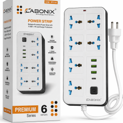 Cabonix Universal 4 Socket Power Strip with 3 USB + Type-C Extension Board